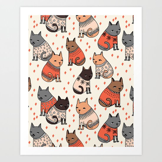 Sweater Cats - by Andrea Lauren Art Print