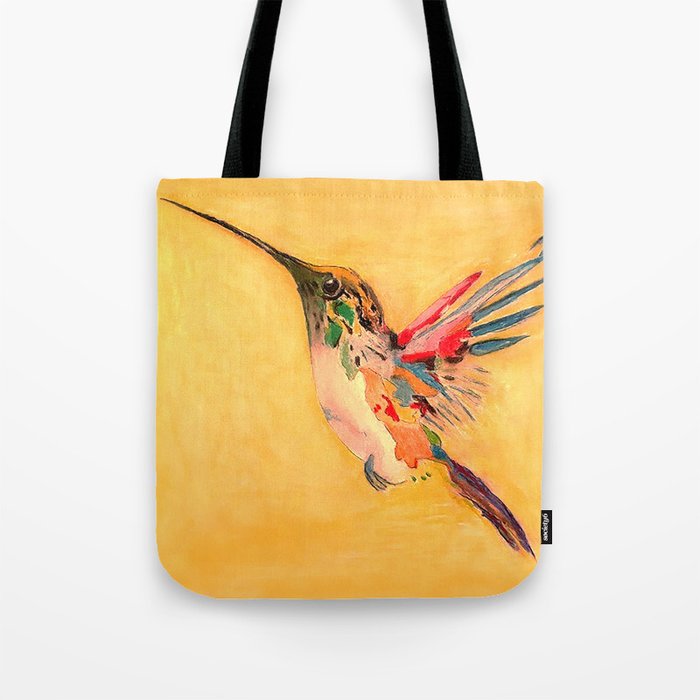 Hummingbird - bird painting - animal - Colorful yellow tropical bird                             Tote Bag