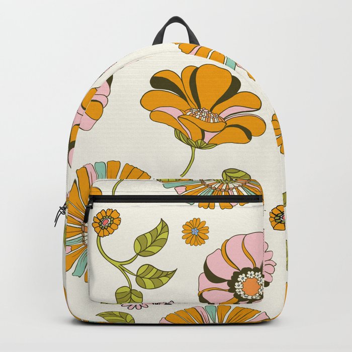 70's Retro Floral Pattern Backpack