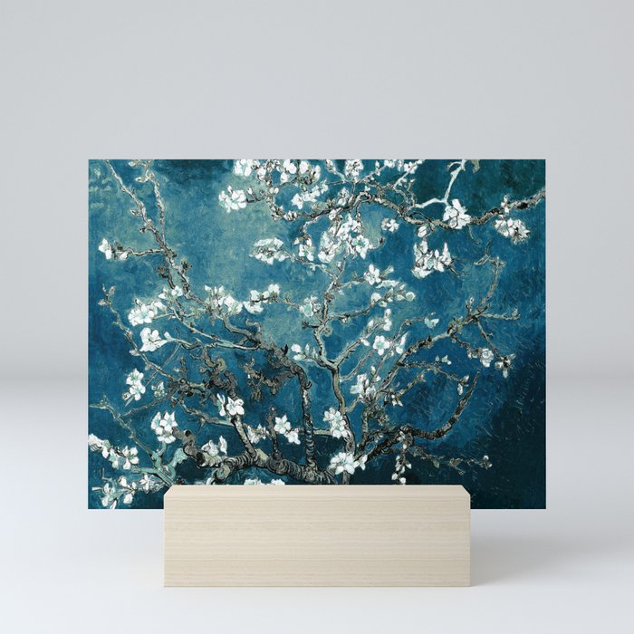 Van Gogh Almond Blossoms : Dark Teal Mini Art Print