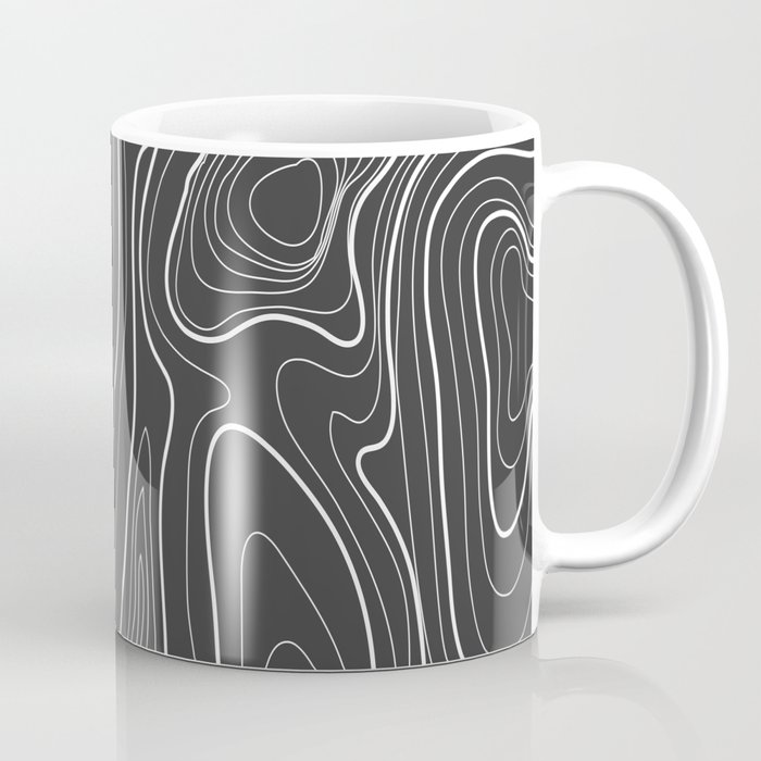 Deep Gray Solid Topographic Map Geometric Pattern Coffee Mug