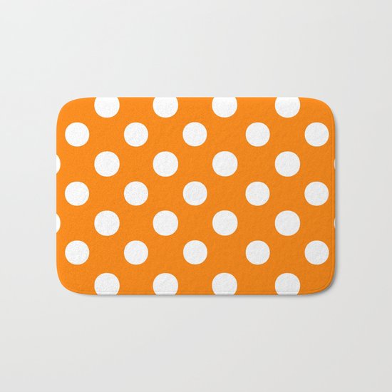 Polka Dots (White/Orange) Bath Mat