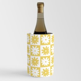 Yellow And White Checkered Flower Pattern Wine Chiller
