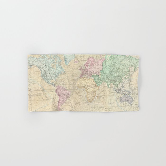 Vintage Map of The World (1862) Hand & Bath Towel