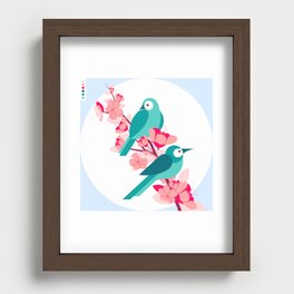 spring birds and flowers Recessed Framed Print