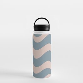 Retro Candy Waves - Grey blue and beige  Water Bottle