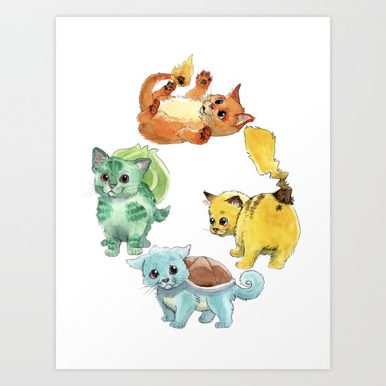 Starter Pokekittens Team Art Print