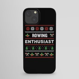 Rowing Enthusiast Ugly Christmas Sweater Gift iPhone Case