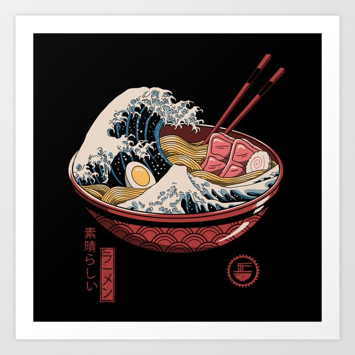 Great Ramen Wave Kunstdrucke | Graphic-design, Ramen, The-great-wave, Essen, Foods, Japan, Japanisch, Ramen-bowl, Ramen-noodles, Japan