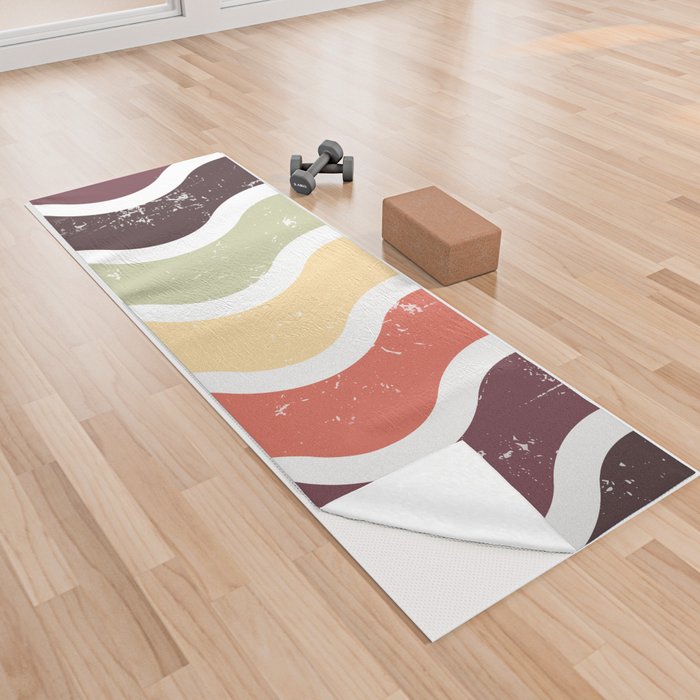 Mid Century Modern Style Wavy Pattern - Retro colors Yoga Towel