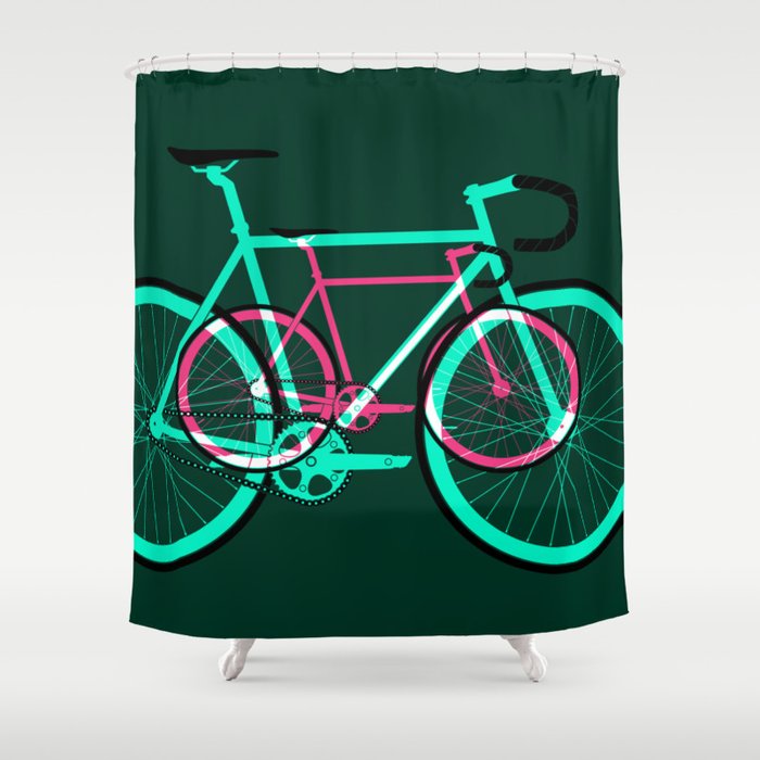Fixed Gear Road Bikes – Green and Pink Shower Curtain