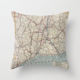 Vintage Connecticut Map (1901) Throw Pillow
