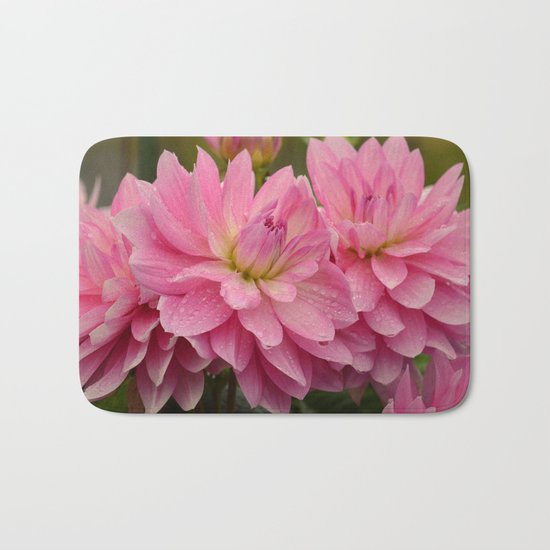Fresh Rain Drops - Pink Dahlia Bath Mat