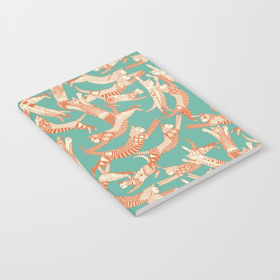 cat party jade orange Notebook