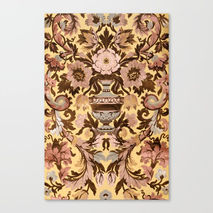 Baroque Pink Floral Canvas Print