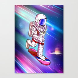 Astronaut Skate Across the Galaxy Canvas Print
