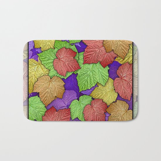 HAPPY MULTICOLOR THIMBLEBERRY LEAVES Bath Mat