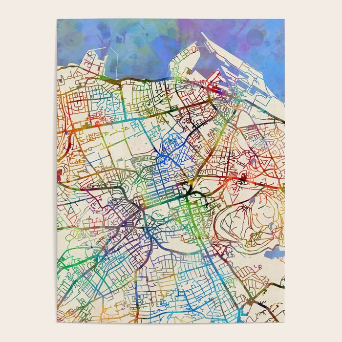 A To Z Street Map Edinburgh Edinburgh Street Map Poster By Artpause - Michael Tompsett | Society6