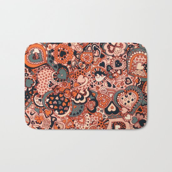 Doodle hearts Bath Mat
