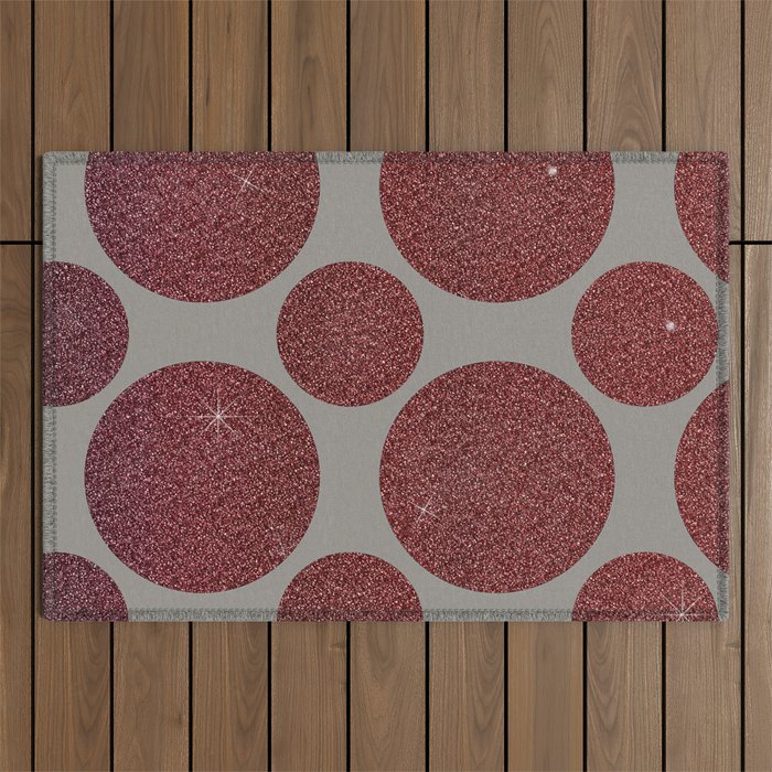 Glitter circle pattern gray burgundy Outdoor Rug