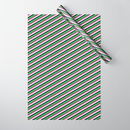 [ Thumbnail: Eye-catching Green, Brown, Orchid, White, and Black Colored Lines Pattern Wrapping Paper ]
