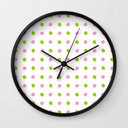 new polka dot 55 - green and pink Wall Clock