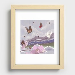 Japanese landscape in tsumi-e Recessed Framed Print