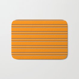 [ Thumbnail: Dark Orange, Brown & Tan Colored Lined/Striped Pattern Bath Mat ]