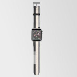 Modular Stripes Midcentury Modern Minimalist Abstract in Black, Gray, and Almond Cream Apple Watch Band