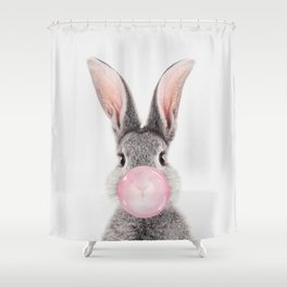 Rabbit with Bubble Gum Shower Curtain