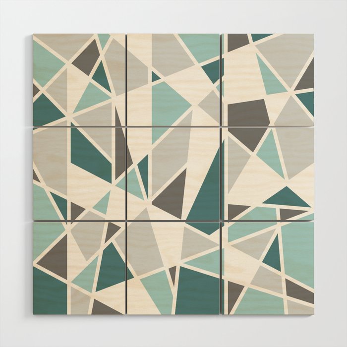 Geometric Pattern in teal and gray Wood Wall Art by Mel Fischer of