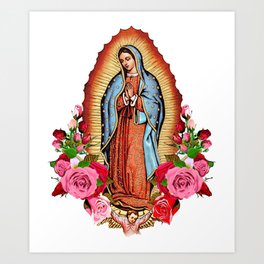 Our Lady of Guadalupe with roses Art Print