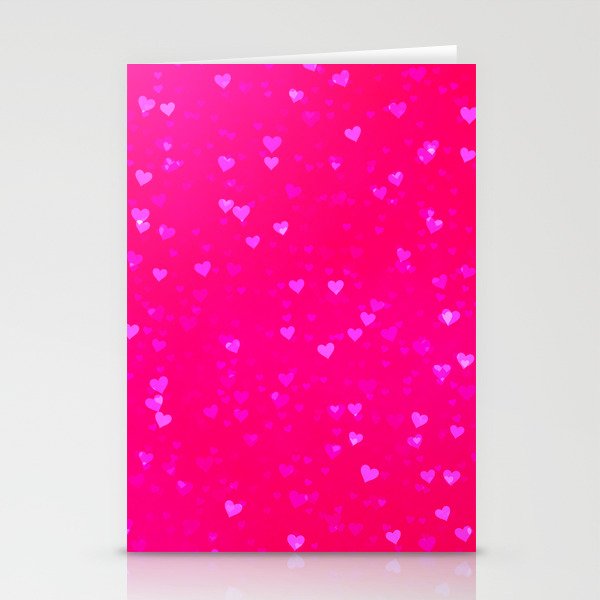 Pink Hearts Stationery Cards