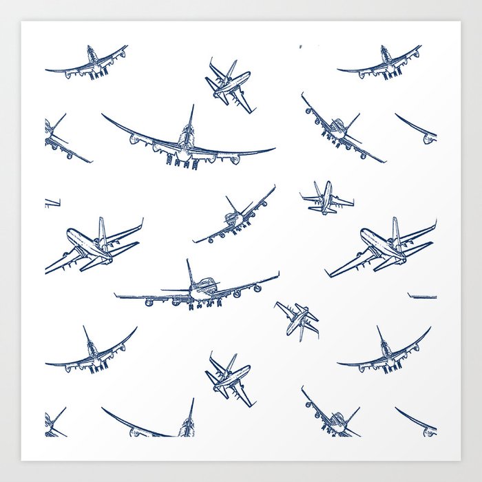 Blue Airplanes Art Print