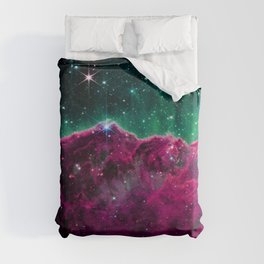 Cosmic Cliffs Carina Nebula Deep Fuchsia Teal Duvet Cover