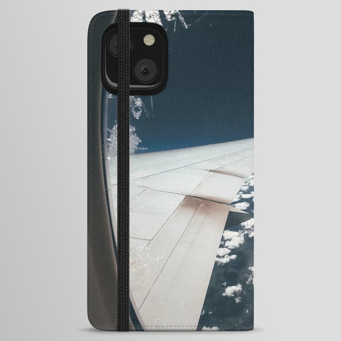 Airplane window and white clouds iPhone Wallet Case