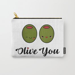 Olive You! Carry-All Pouch | Couples, Wedding, Sweet, Oliveyou, Kiss, Green, Olive, Valentine, Graphicdesign, Kawaii 