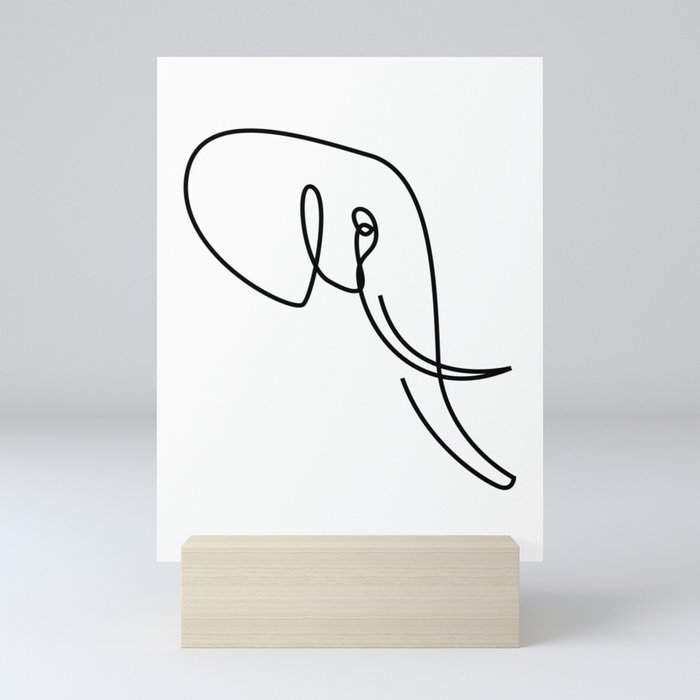 one line elephant - nobility Mini Art Print