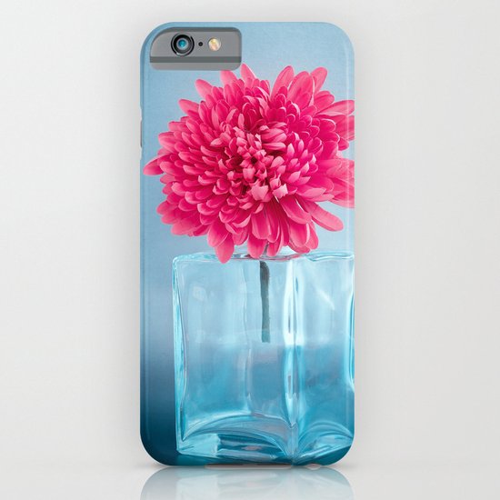 LE NOBLE - Pink flower in blue glass vase iPhone & iPod Case