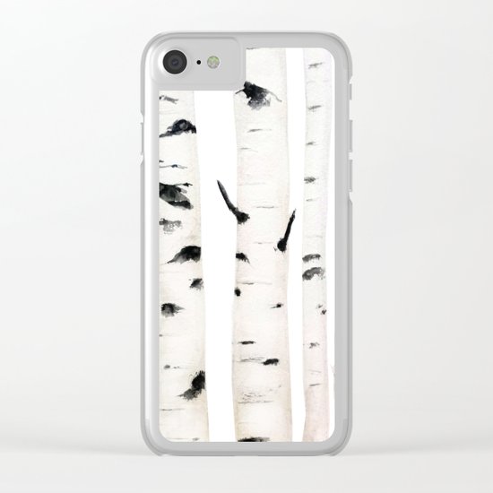 birch watercolor Clear iPhone Case