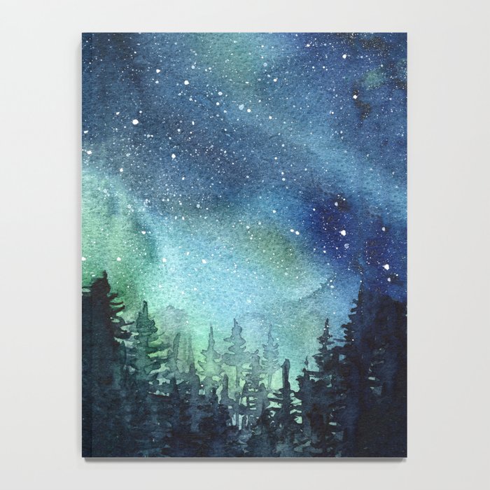 Galaxy Watercolor Aurora Borealis Painting Notebook by ...
