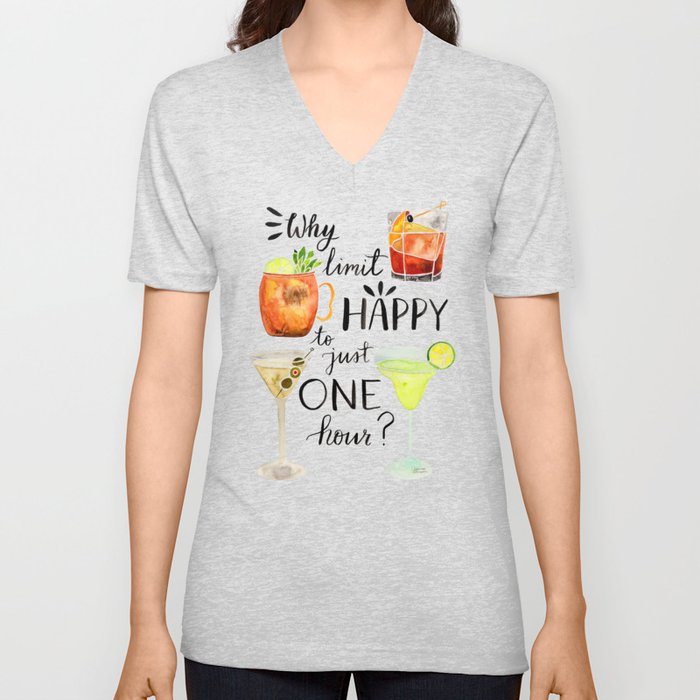 Happy Hour V Neck T Shirt