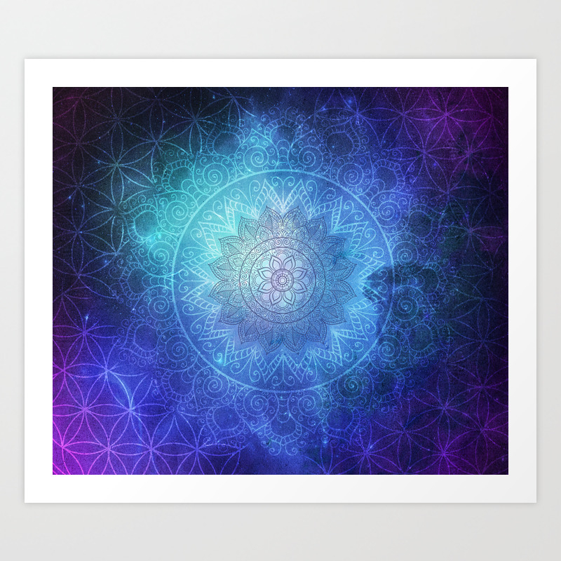 Abstract Flower Of Life Deep Space Art Print By Goldenascension