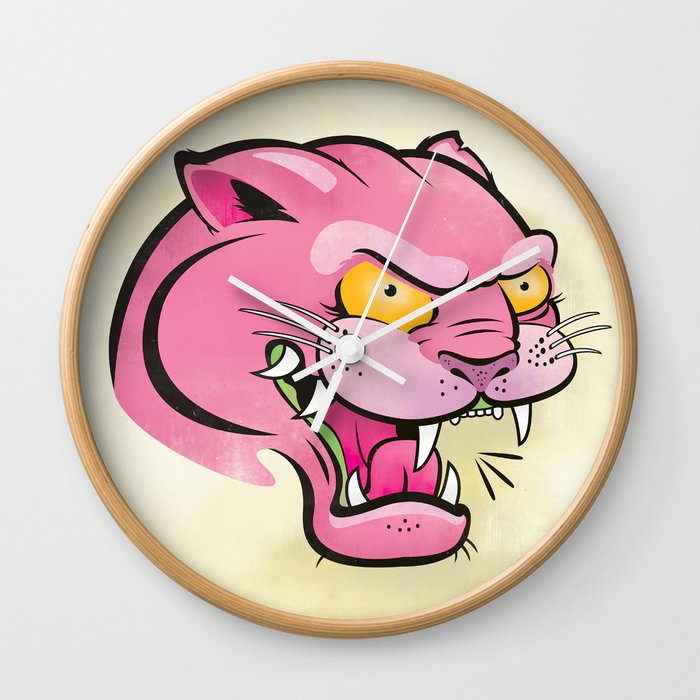Pink Panther Tattoo Flash Wall Clock