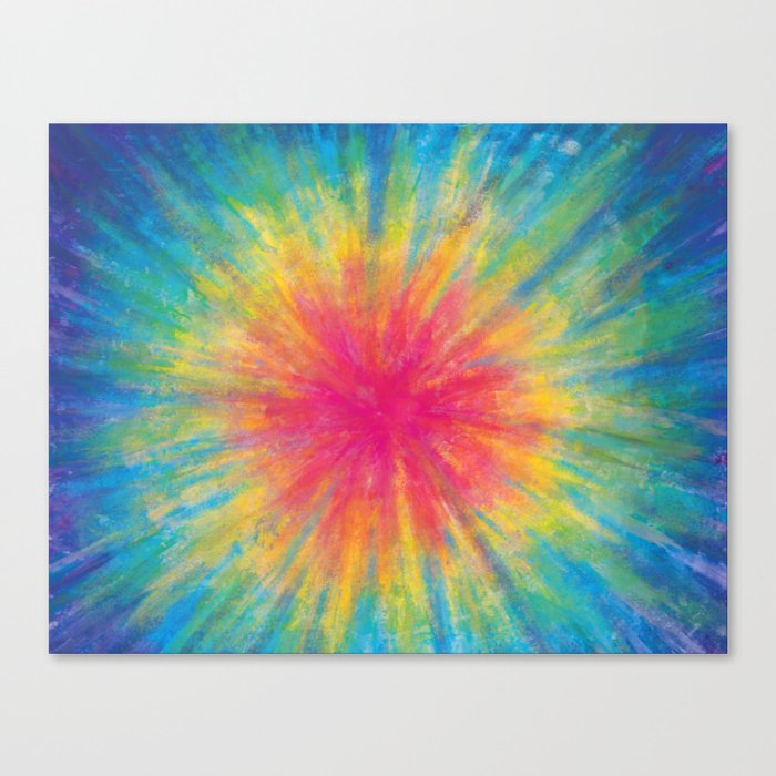 Tie Dye Rainbow Vibrant Saturated Painting Drawing Coloring Canvas Print by  AEJ DESIGN