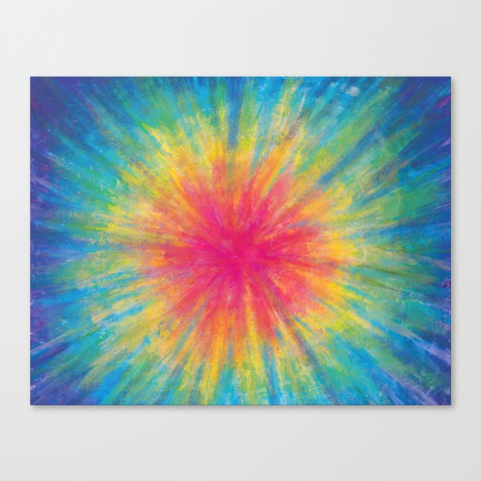 Tie Dye Rainbow Vibrant Saturated Painting Drawing Coloring Canvas