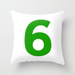 Number 6 (Green & White) Throw Pillow