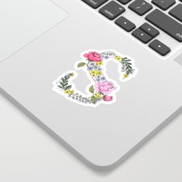 Floral Monogram S Sticker