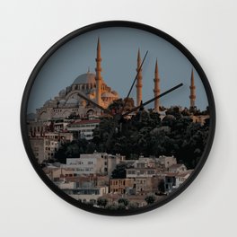 Istanbul at Twilight, Turkey Travel Artwork Wall Clock | Sunset, Turkey, Empire, Hilltop, Ottoman, Cityscape, Byzantine, Graphicdesign, Architecture, Dome 