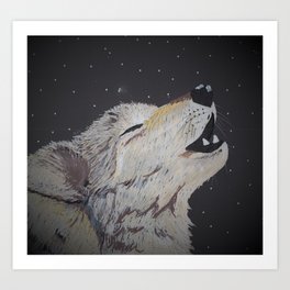 Howling Grey Wolf Art Print